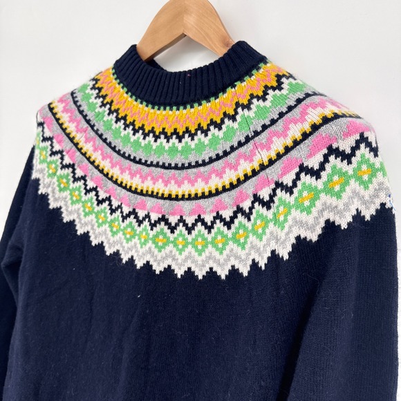 Boden Millie Fair Isle Wool Blend Knit Sweater Dress Blue US 10R Soft Alpaca - Picture 5 of 11